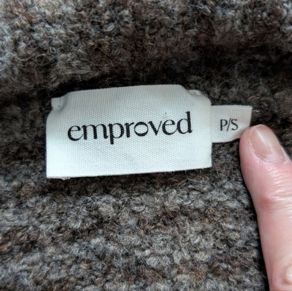 Emproved Long Cardigan Open Front Shawl Collar Brown Beige Cream Women's Small - Picture 8 of 12